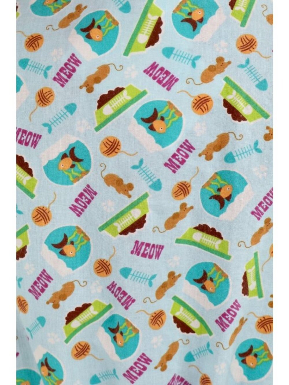 Y2K Scrub Top Womens M Blue Cat Whimsical Meow Novelty Cartoon Medical Vet VTG - Picture 3 of 9